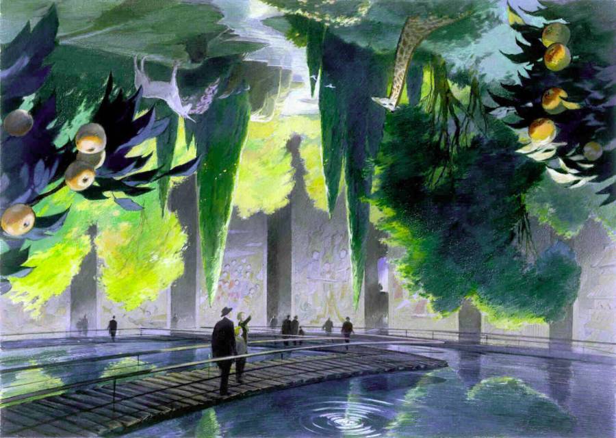 Der Bereich "Planet of Visions" im Themenpark der EXPO 2000:  Unerreichbare
Fauna und Flora symbolisiert den unefllbaren Wunsch der Menschen nach dem...