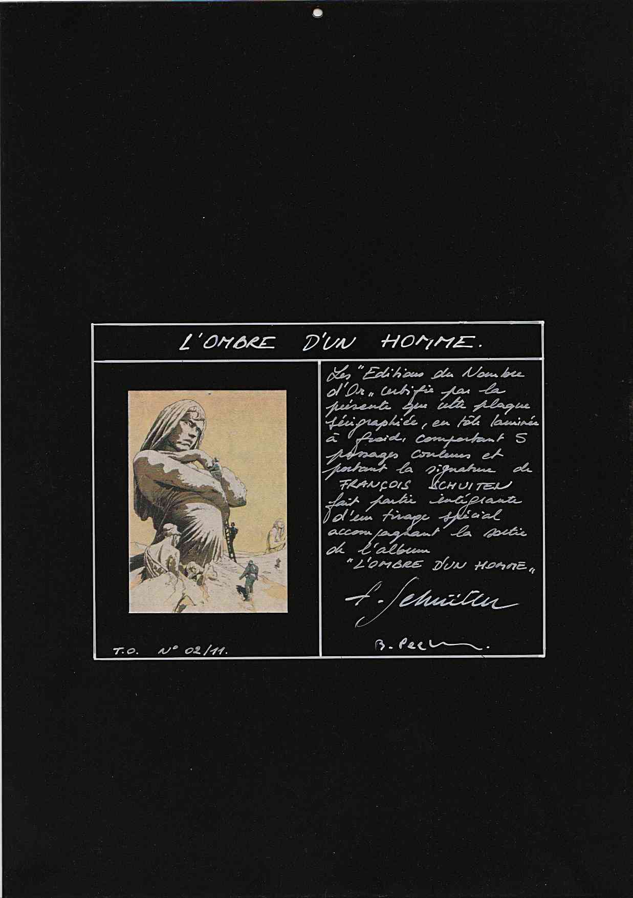 Back of L'Ombre d'un Homme metal sheet